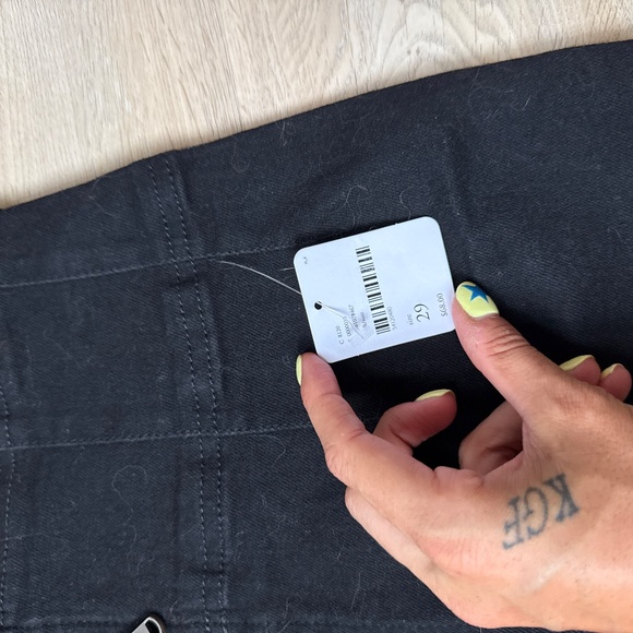 NWT Zip Up Free People Black Denim Mini Skirt Size 29 - Picture 3 of 6